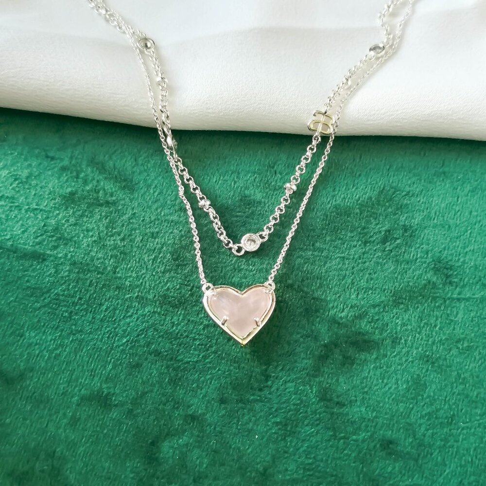 New Alicia Bonnie Silver Necklace - Love Rose Quartz